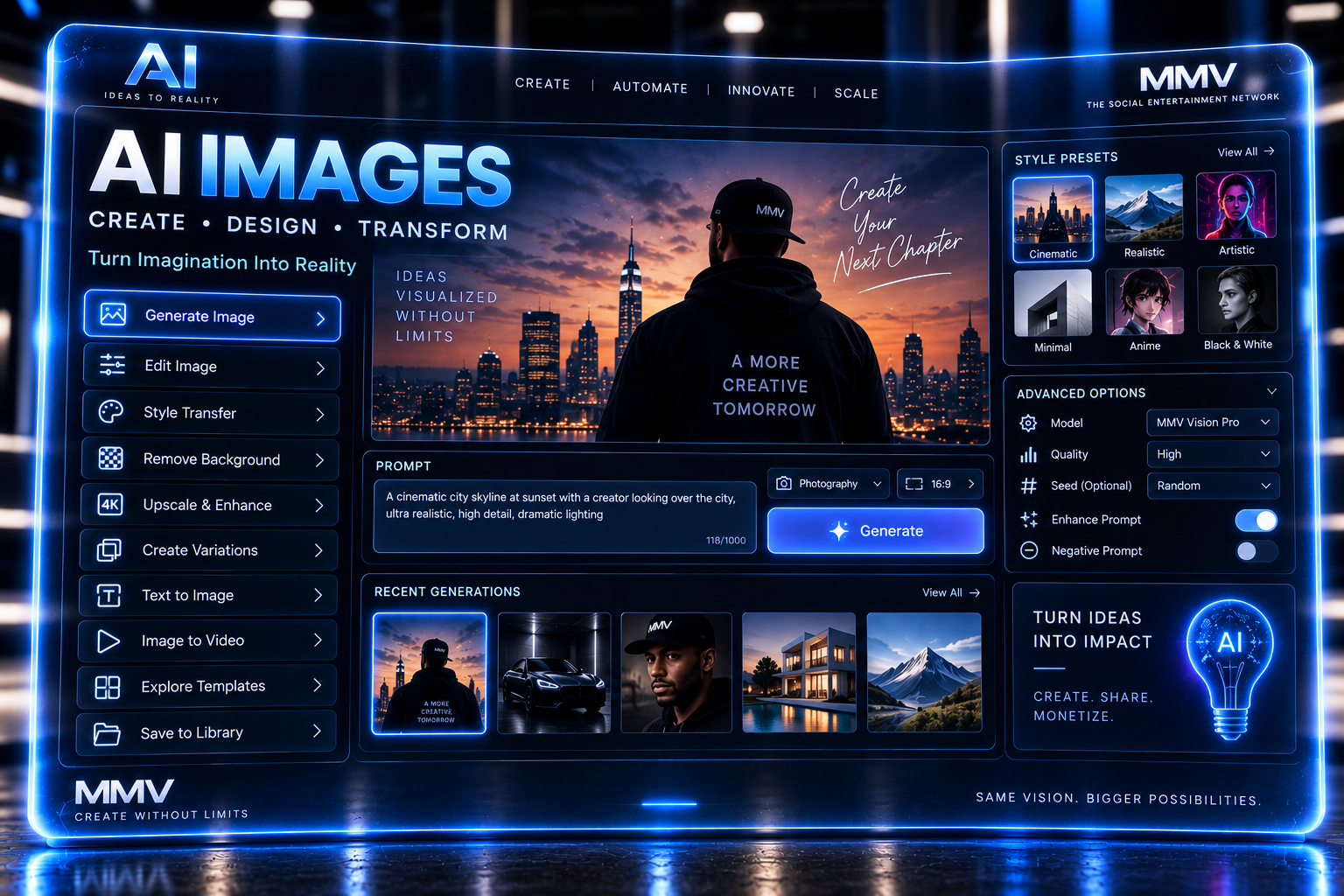 AI Images dashboard